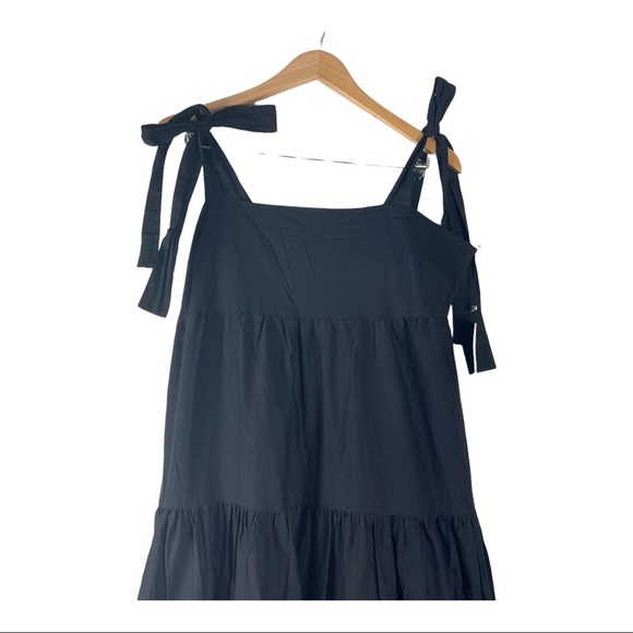 NWT JASON WU Black Tiered Shoulder Tie Maxi Dress Embroidered Size XL - Picture 13 of 16